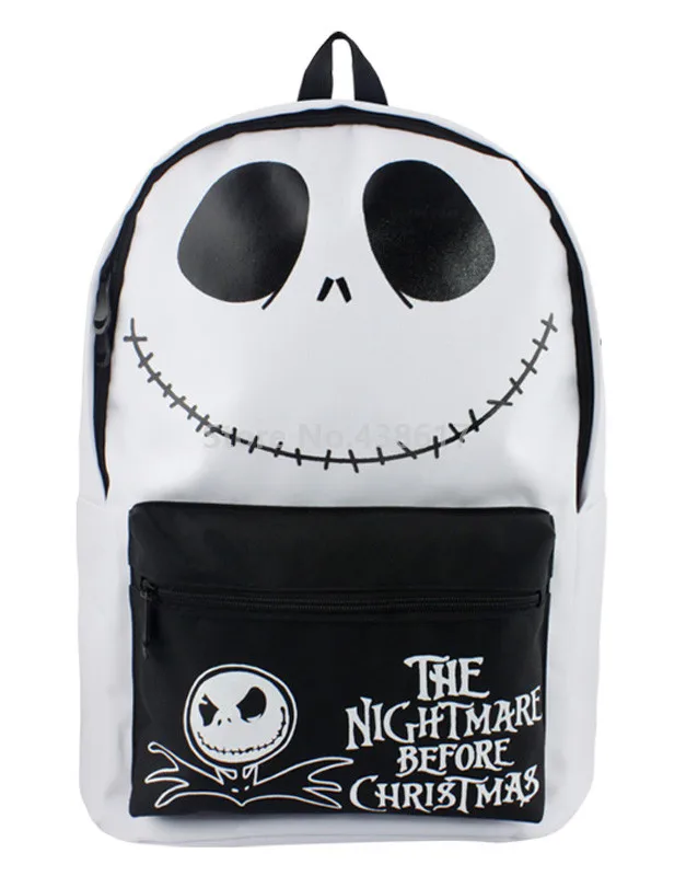 

Black White The Nightmare Before Christmas Jack Skellington Canvas School Bags for Boys Children Primary School Backpack Bag