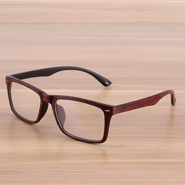 Reven Glasses Men and Women Unisex Wooden Pattern Fashion Retro Optical Spectacle Eyeglasses Glasses Frame Vintage Eyewear Auburn
