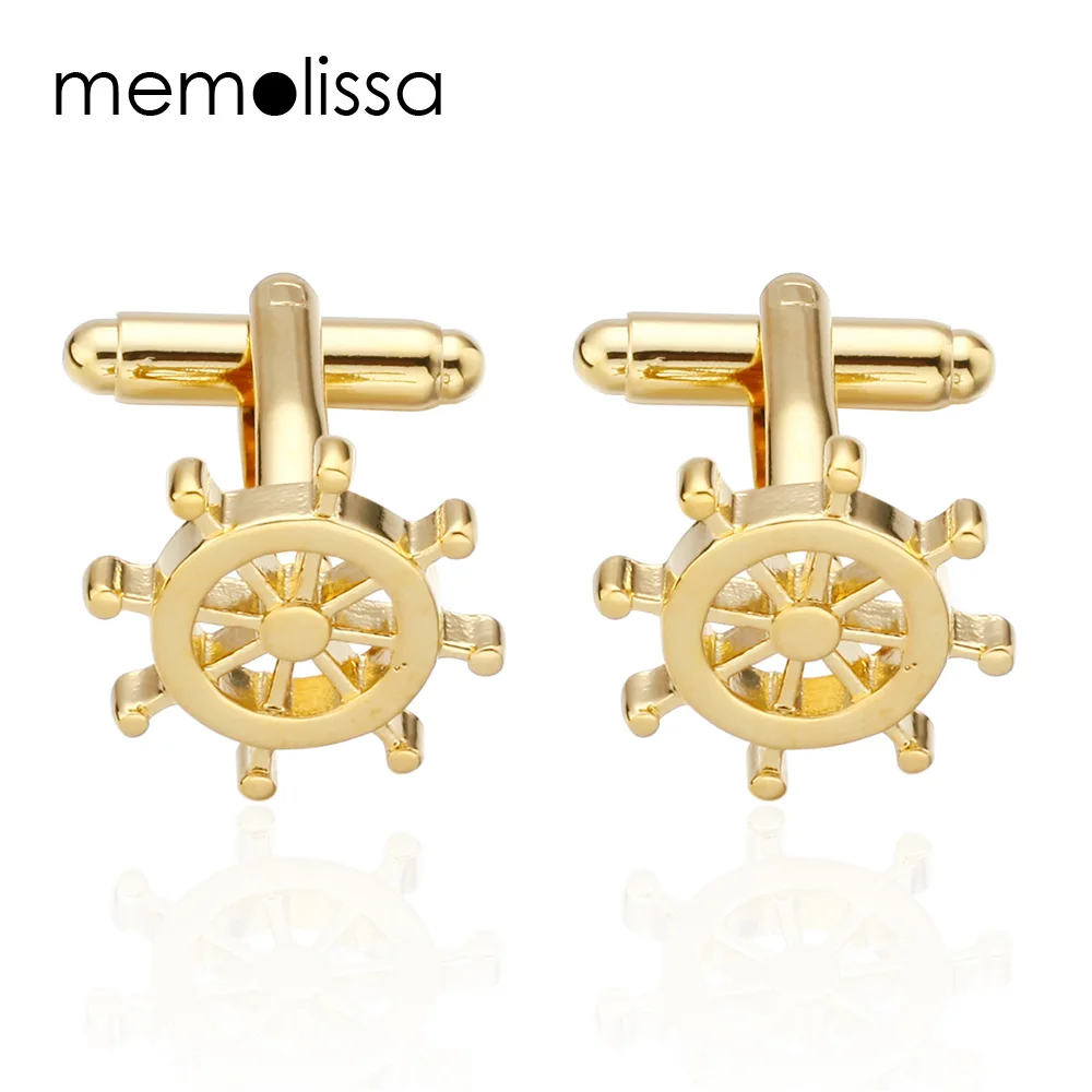 Memolissa Hot Sale Brand Gold Plating Half-cylinder Cufflinks Men's Shirt Cuff Button Drawing Process link gemelos Presents | Украшения