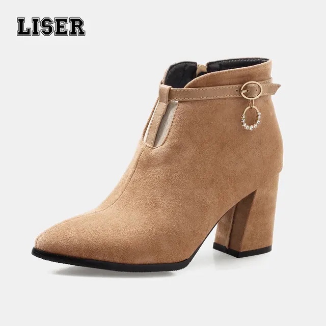 Ankle Boots For Las Flock Suede Upper Pointed Toe Narrow Band Ankle Boots For Las Flock Suede Upper Pointed Toe Narrow Band 75mm Western Office Booties Women S
