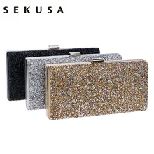 SEKUSA Woman Evening bag Women Diamond Rhinestone Clutch Crystal Chain Shoulder Small Purse Wedding Purse Party Evening Bags