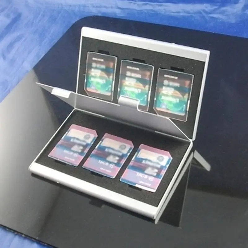 6 шт. металлический алюминиевый защитный футляр для карт памяти чехол для хранения 6x SD/SDHC/MMC чехол для хранения карт памяти держатель кошелек
