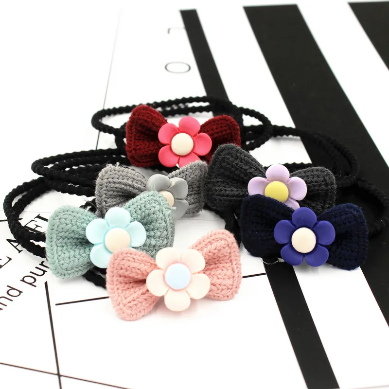 

2017 Fashion Tie Flower Elastics Rubber Bands Cute Quality Headwear Handmade Knot Women Girls Hair Holders Accessories Tie Gum