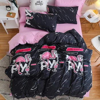 

Free shipping children cartoon flamingo 3/4pcs bedding set without filling home textile SM