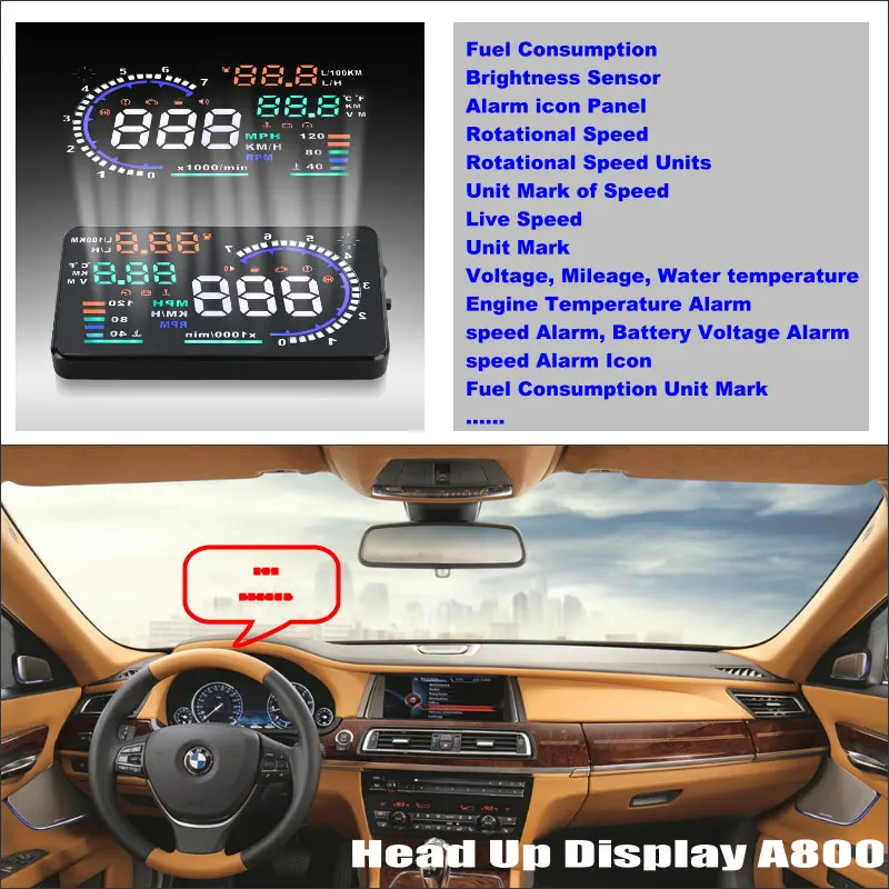Car HUD Head Up Display For BMW 7 E65/E66/E67/E68/F01/F02 AUTO OBD Refkecting Windshield Screen Safe Driving Projector | Автомобили и