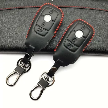

Top layer leather Genuine Leather 3 buttons car key case For Mercedes Benz AMG 2017 E Class W213 car-covers Car wallet Key case
