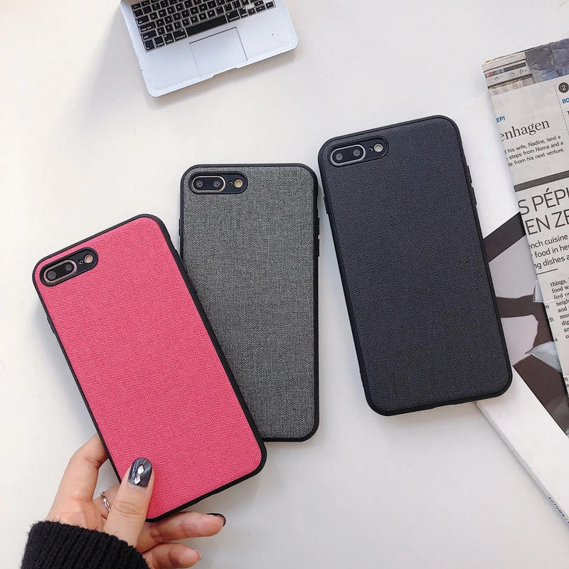 

Cloth Texture case for iPhone 7 X XS Max soft simple case for iPhone 7 8 plus 6 6S plus X XR XS Back cover