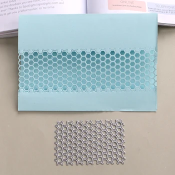

DUOFEN METAL CUTTING DIES hexagon grids cutout lace embossing stencil DIY Scrapbook Paper Album 2019 new
