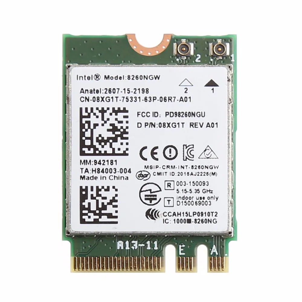 Dual Band 2,4 + 5 ГГц 867 м Bluetooth V4.2 NGFF M.2 WLAN Wi-Fi Беспроводной модуль карты для Intel 8260 AC DELL 8260NGW DP/N 08XJ1T