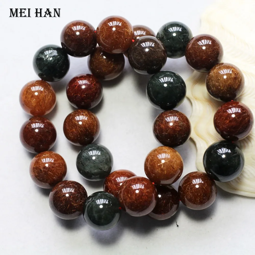 

Meihan natural amazing Brazil 18+-0.2mm A+++ rutilated quartz (13beads/set/112g) smooth round beads stone