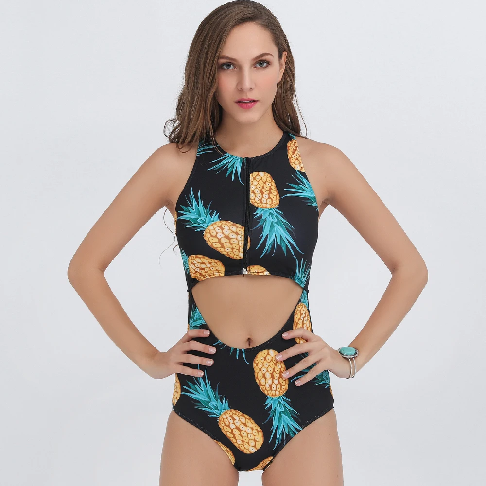 Buy 2017 Pineapple Swimsuit Women One Piece Swimwear