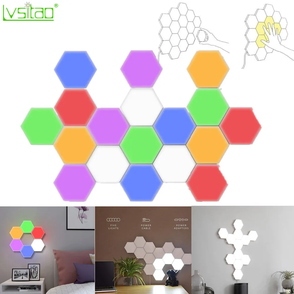 

DIY Honeycomb LED Quantum Light modular touch sensitive lighting night light magnetic hexagons creative decoration wall lampara