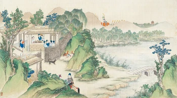 

Dream of Red Mansions Chinese green rockery landscape oil painting canvas printing printed on canvas picture