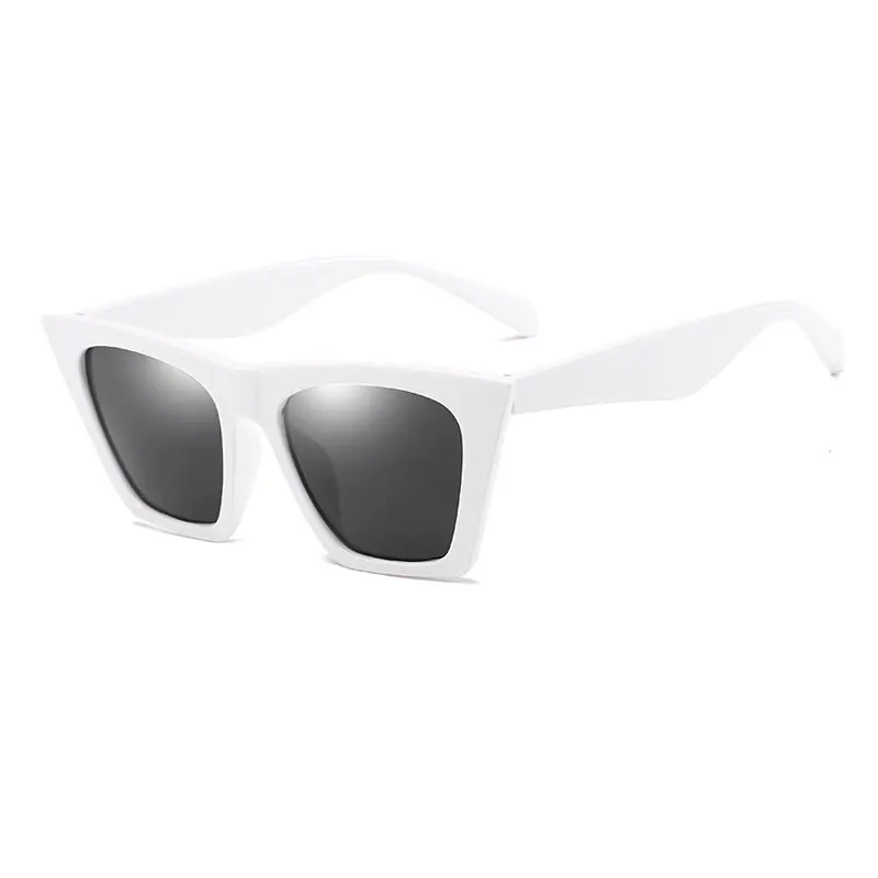 HUHAITANG, квадратные солнцезащитные очки для женщин, роскошные брендовые солнцезащитные очки для женщин, кошачий глаз, винтажные дизайнерские женские солнцезащитные очки, качество - Цвет линз: White