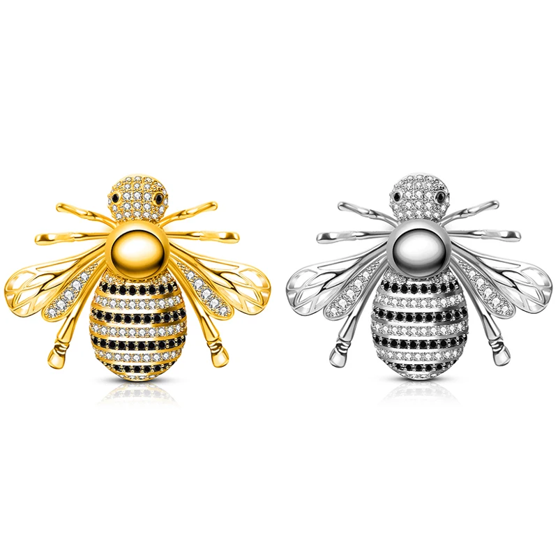 

2019 2 Colors Factory Direct Hot Selling Cute Insect Bee Brooch Rhinestone Collar Pin Brooch For Women Men Jewelry Bride Wedding