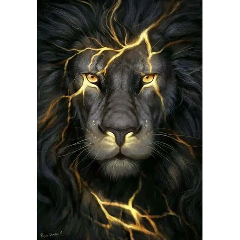 H1367 картина &quotАлмаз&quot вышивка Стразы алмазная Black lion | Дом и сад