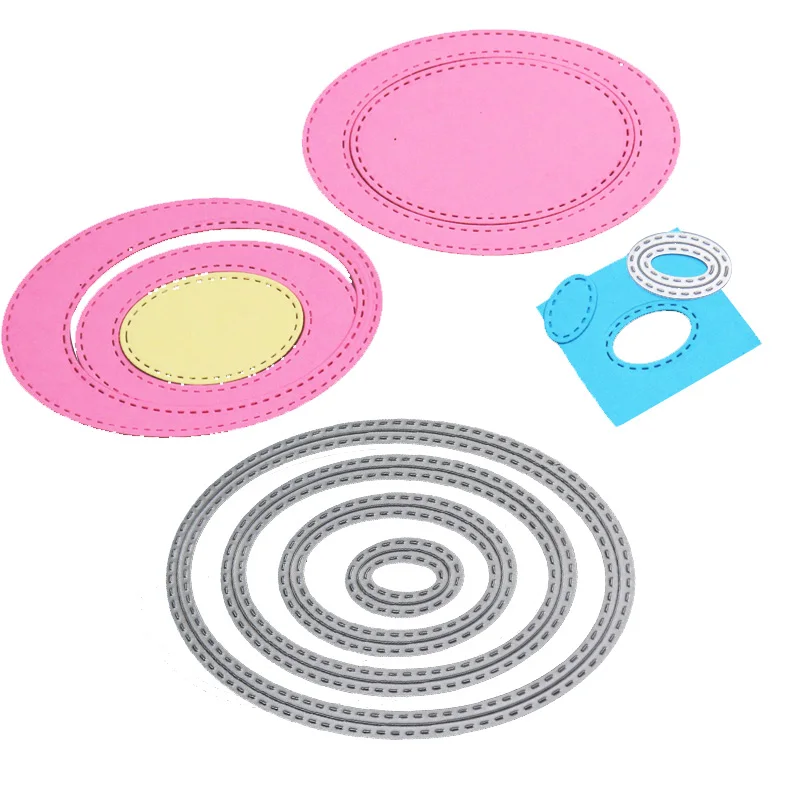 

4pcs Oval Cutting dies Frame Die Lace Metal cutting dies for DIY Craft Paper Card Making wedding scrapbooking decoration