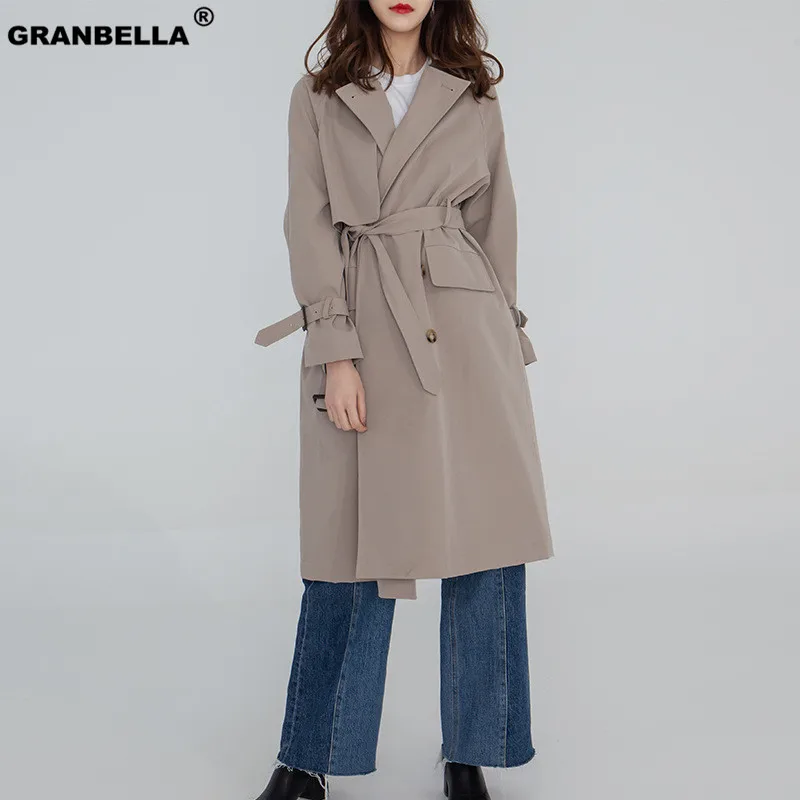 

High quality original design women vintage double breasted loose trench coats 2019 new office ladies chic long windbreaker