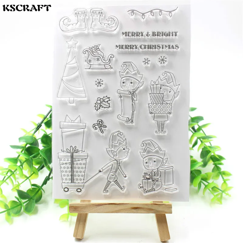 Ksccraft Рождественский эльф прозрачный силиконовый штамп для вырезания штампов набор для скрапбукинга/фотоальбома декоративные 103