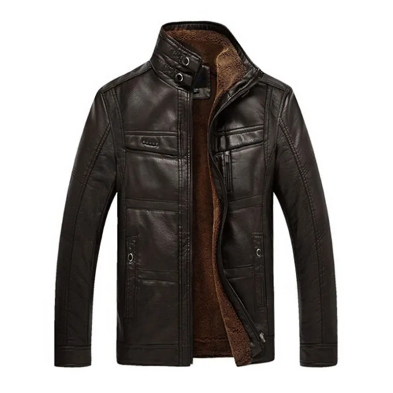 Winter Jacket Mens Pu Leather Jackets Men Thick Velvet PU