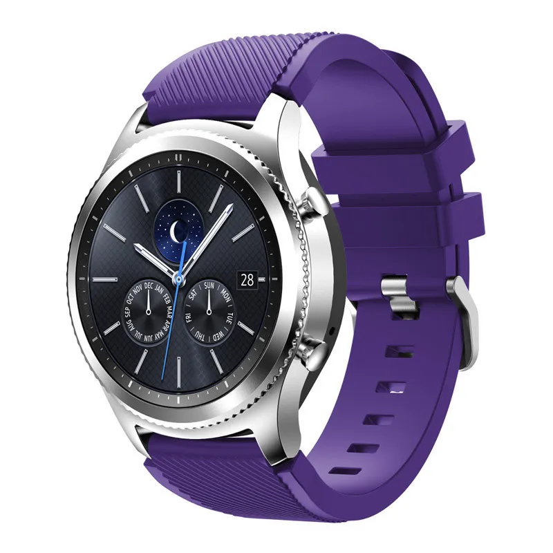 Для samsung galaxy watch 46 мм 42 мм активный 2 ремешка силиконовый ремень gear S3 frontier huawei watch gt 2 ремешок 22 мм 20 мм ремешок для часов - Цвет ремешка: Purple
