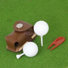 Мини Портативный кожаный зажим на держатель мяча для игры в гольф сумка удерживайте 2 мяча Гольфист помощь инструмент подарок темный хаки