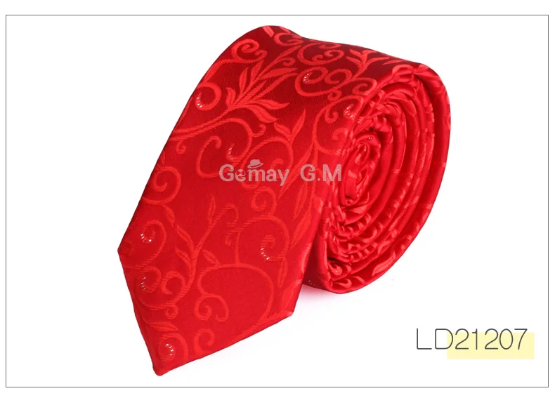 Высокое качество Галстуки для мужчин модные жаккардовые Тканые Классические мужские галстуки для свадьбы 6 см ширина тонкий галстук для жениха Красный Полосатый галстук - Цвет: LD21207