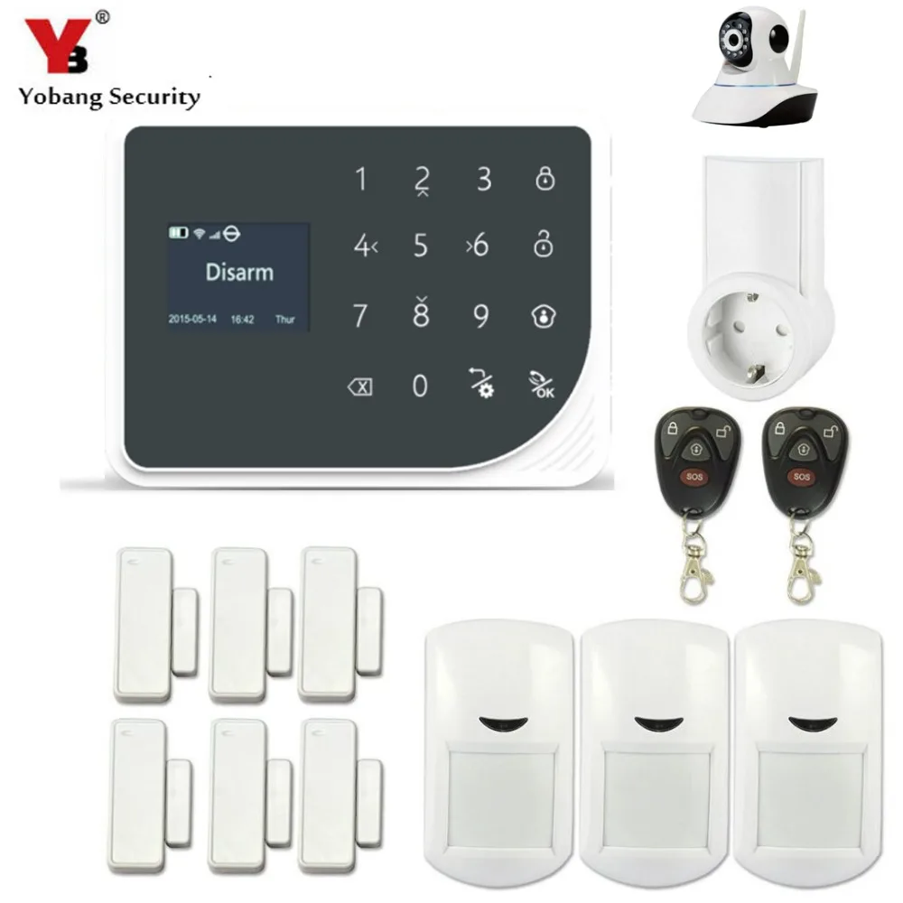 YoBang Security WIFI GSM Alarm System IOS Android Security Alert System Wireless Video IP Camera Smart Socket Spanish Russian.
