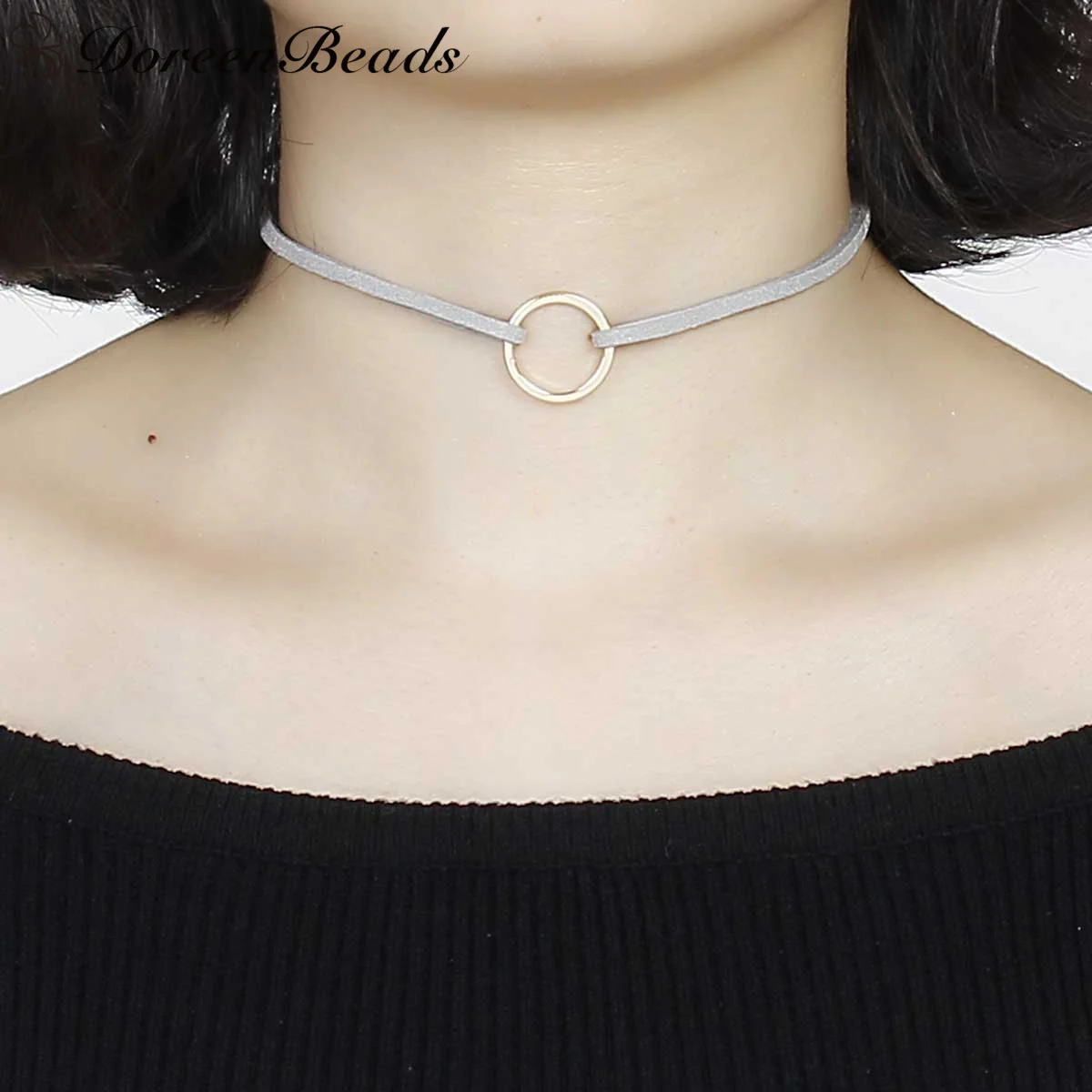 DoreenBeads новое модное серое бархатное замшевое ожерелье чокер подвеска в виде