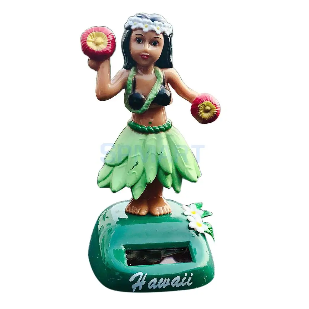 Солнечная энергия танцы Гавайи орнамент для девочки приборной панели автомобиля игрушка домашний офис декоративные фигурки модель статуя Розовый Танцор девушка - Цвет: Green Drummer