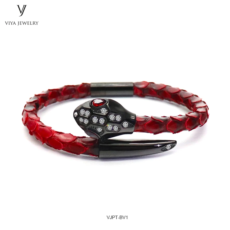 VJPT-BV1---Python leather snake bracelet ,fashion snake head Python leather bracelet,charms snake bracelet women men (38)