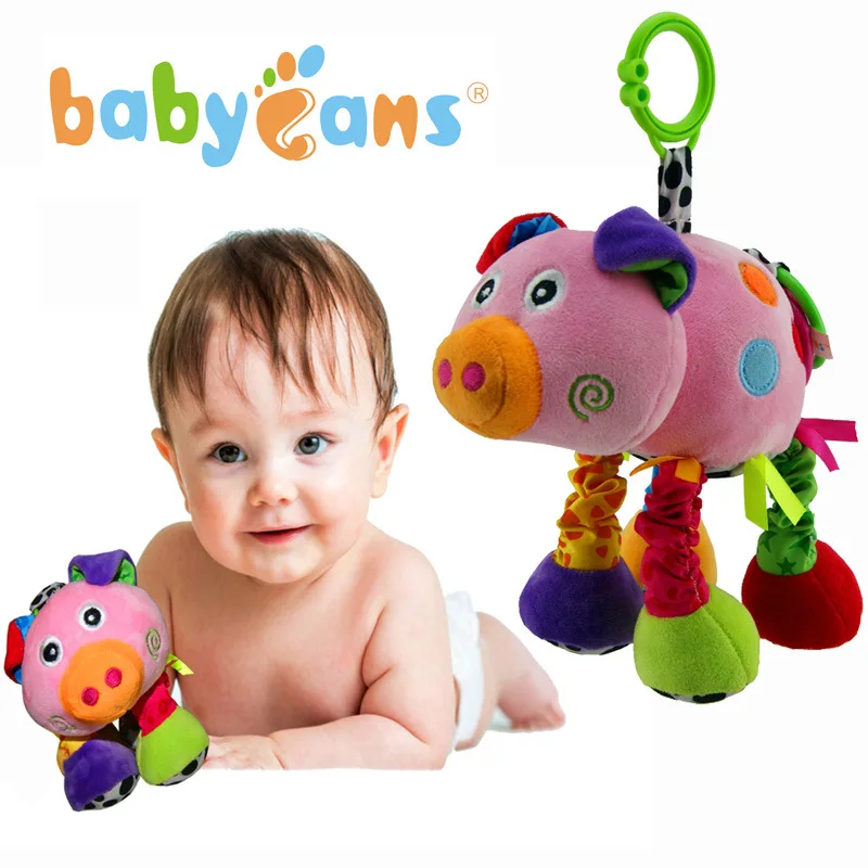 

Music Baby Rattles Cartoon Pig Educational Toy Teether Infant Plush Mobile Baby Toy Crib Car Baby Toys Hanging Plush Toys