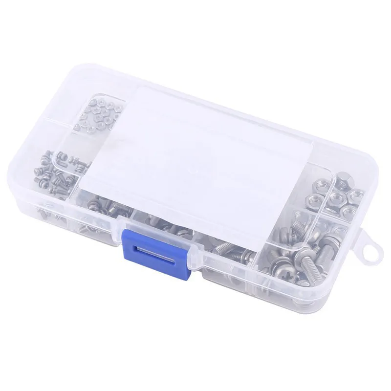 

160 pcs M2 M2.5 M3 M4 M5 304 Stainless Steel Pan Head Screws Nuts Assortment Kit with Storage Box