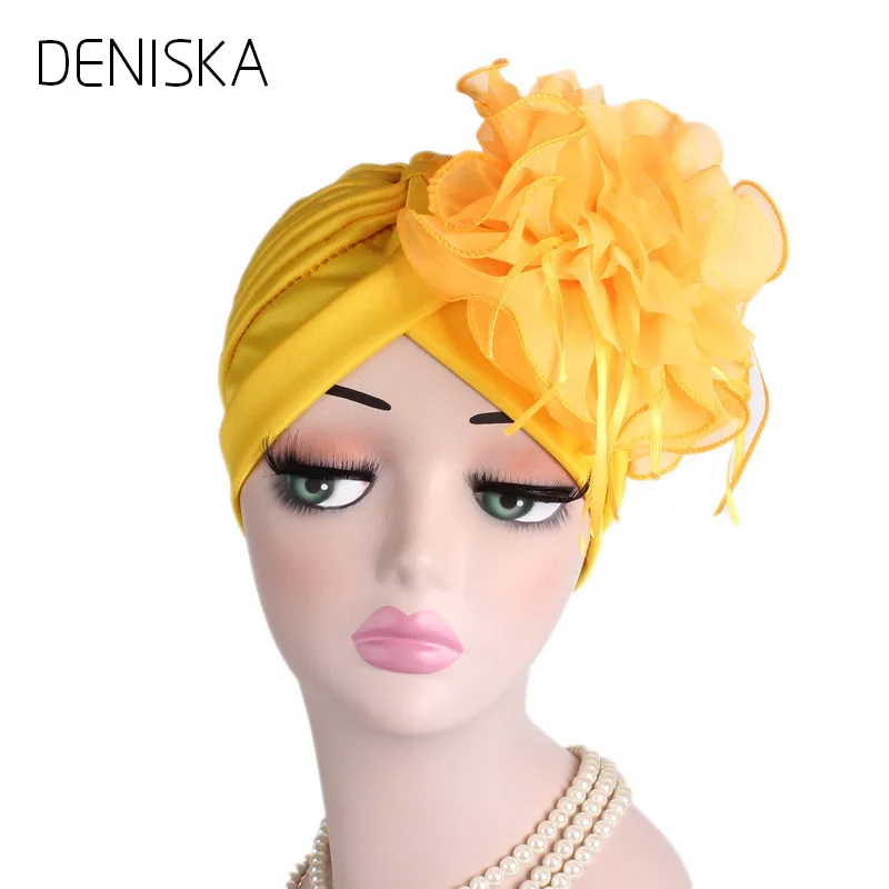 DENISKA Fascinators Hats Women ruffle turban Headwear with ...