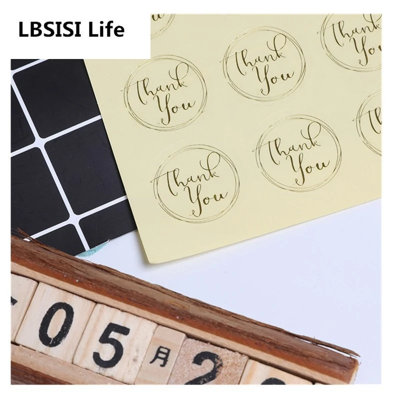 LBSISI Life 108 шт. прозрачная Золотая круглая наклейка спасибо торт DIY Упаковка конфет