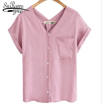 

Office lady fashion women shirt 2019 summer Lady chiffon short shirts harajuku shirt V neck casual chiffon women shirt 3870 50