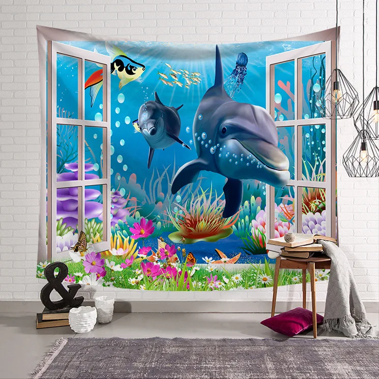 3D Настенный Гобелен пейзаж за окном декоративное покрывало для опочивальни пляжное полотенце домашняя, комнатная, настенная художественная Декорация