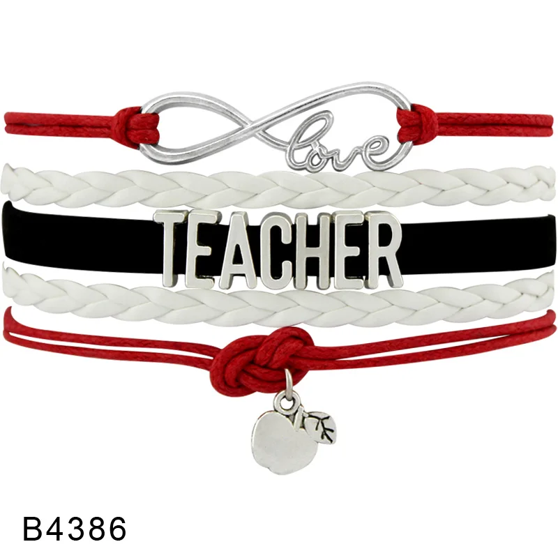 Бесконечность любовь к учению подарок для учителя детский сад наука особые потребности Математика помощник учителя кожаные браслеты для женщин - Окраска металла: B4386