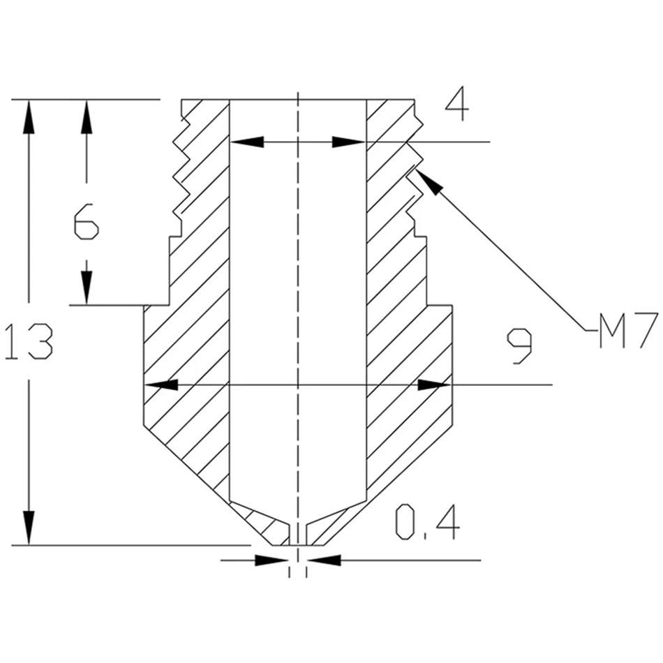 MK10 Extruder Nozzle for 3D Printer Makerbot 2 0.2mm 0.3mm 0.4mm 0.6mm 0.8mm MK10 Extruder Nozzle for 3D Printer