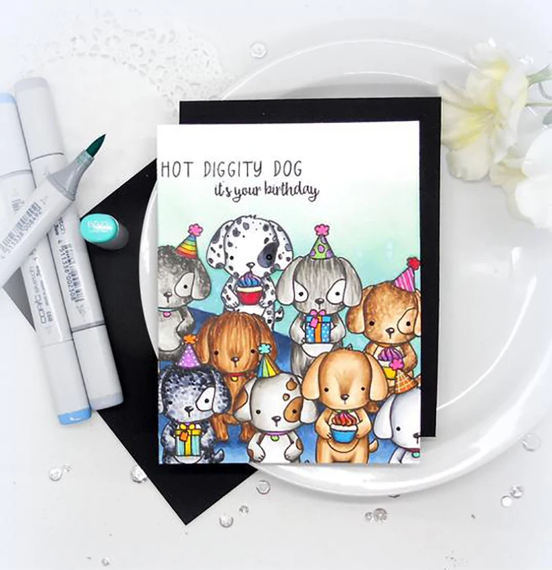 

SP Dog Metal Cutting Dies and Clear Rubber Stamp Set Dog Stamp with Dies for Card Making Scrapbooking Decoration