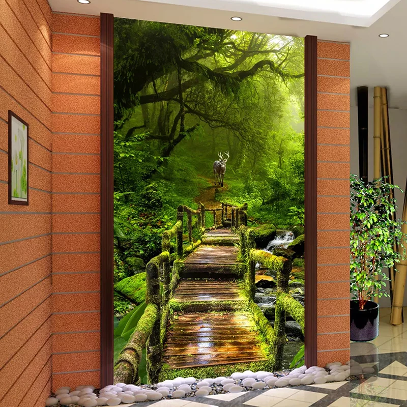 Custom 3D Behang Bos Road 3D Woonkamer Hal Gang Muurschildering Home Decor|Behang| - AliExpress