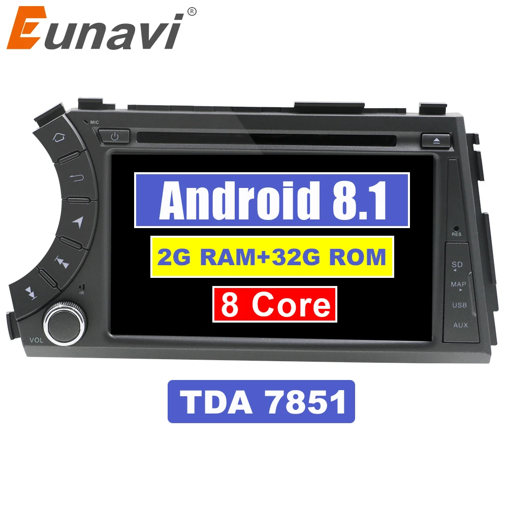 Eunavi 7 ''двойной 2 Din Android 8 1 Восьмиядерный автомобильный dvd-плеер Радио Стерео gps