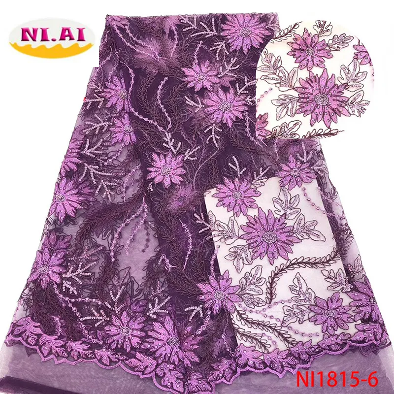 

2019 Best Selling African Sequins Lace Fabric Gold French Lace Fabric High Quality Nigerian Tulle Lace Fabric For Dress NI1815-1