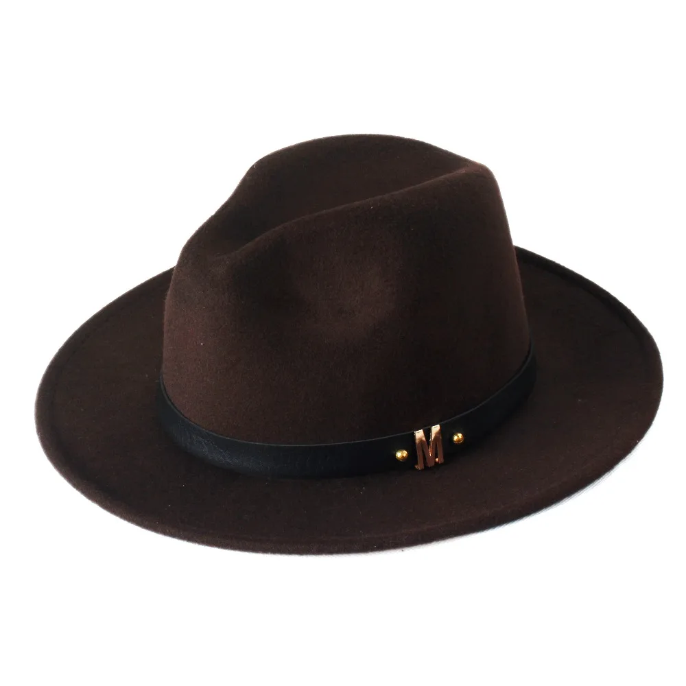 CHENJUAN Fashion Womens Chapeu Feminino Fedora Hat for Gentleman Woolen Wide Brim Jazz Church Cap Panama Top