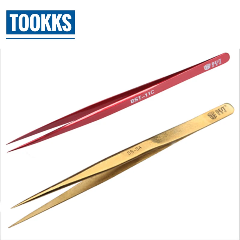 

2pcs/Lot Multifunctional Stainless Steel Straight ESD Tweezers Electronic Mobile Phone Computer Repair Hand Tools