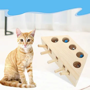 

Wooden Cat Catching Toy Box Cat Interactive Toy Scratch Board Pet Supplies new