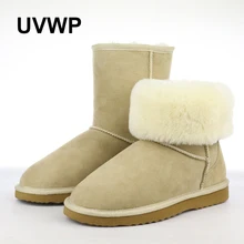 UVWP/женские зимние ботинки наивысшего качества из натуральной овечьей кожи зимние ботинки на натуральном меху, г. Теплые шерстяные зимние ботинки женские ботинки