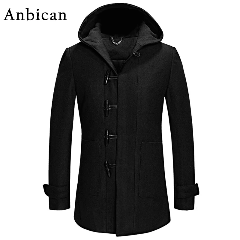 Anbican Fashion Black And Blue Hooded Wool Coat Men 2017 Brand New ...