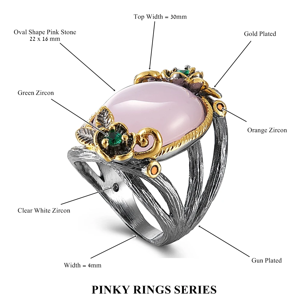 DremCarnival 1989 стильные украшения ювелирное изделие вечерние украшения крупное кольцо камень кубический цирконий повседневное кольцо-цветы медное кольцо большой опал розовый опал винтажное кольцо