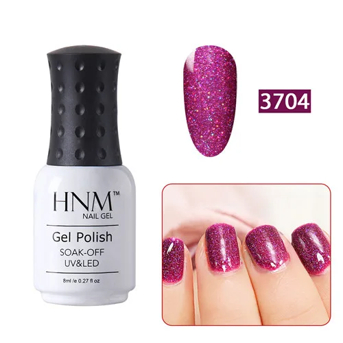 HNM 8 мл Блестящий лак для ногтей неоновый лак для ногтей УФ-лак лампа лак для ногтей Vernis a ongle Nagell Vernis Полупостоянный базовый верхний слой - Цвет: 3704
